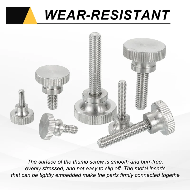 4PCS M6 x 12mm Flat Knurled Head Thumb Screws for Household Appliances