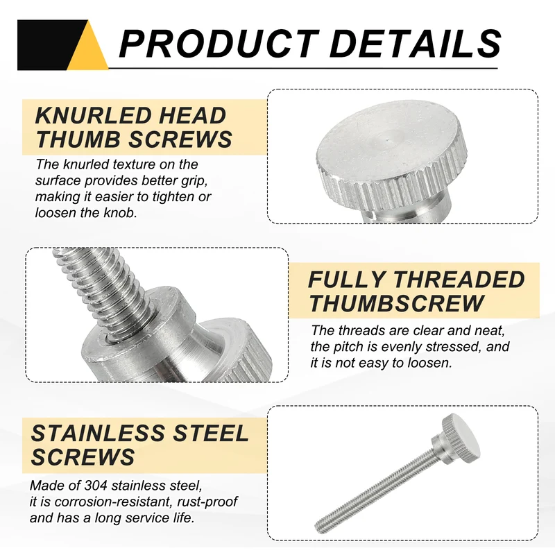 4PCS M5 x 50mm Flat Knurled Head Thumb Screws for Household Appliances