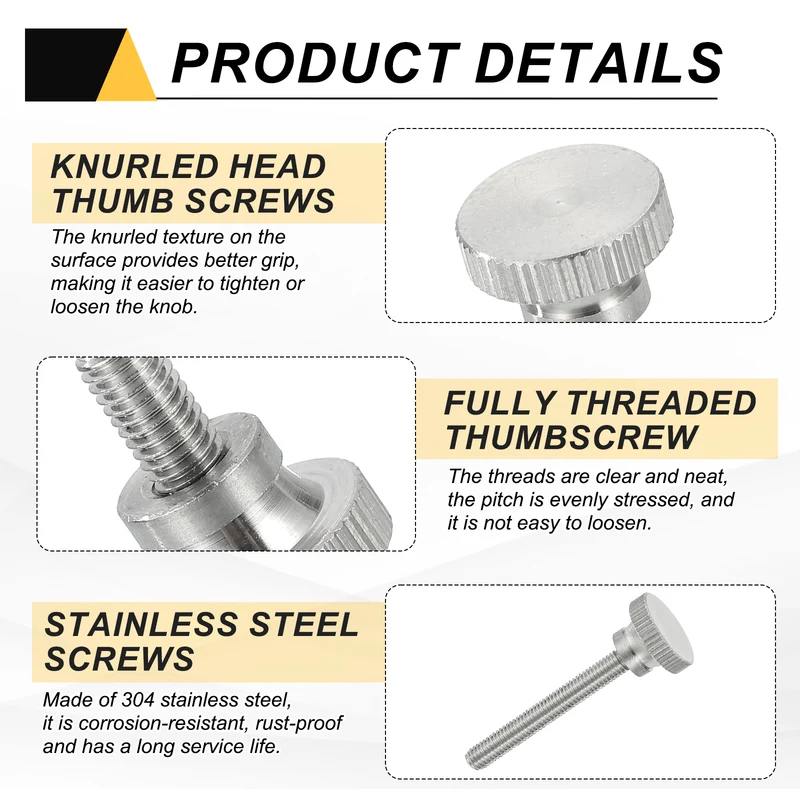 4 PCS M5 x 40mm Flat Knurled Head Thumb Screws for Household Appliances