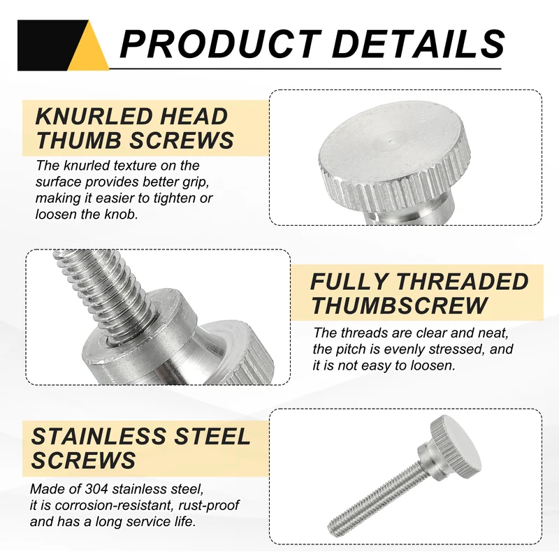 4PCS M5 x 30mm Flat Knurled Head Thumb Screws for Household Appliances