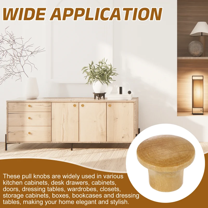 4Pcs 0.9" Dia Mushroom Shape Paint Round Wood Drawer Knob with Screws