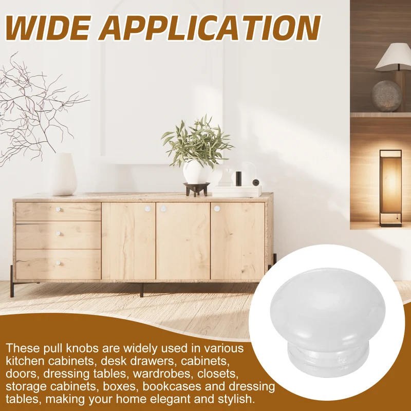 4Pcs 1.3" Dia Mushroom Shape Paint Round Wood Drawer Knob with Screws, White