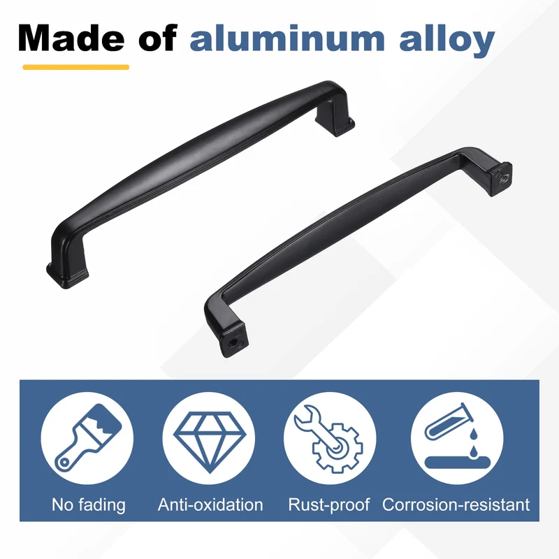 8 Pack Cabinet Handles, 5" Hole Center Solid Cabinet Pulls with Screws, Black