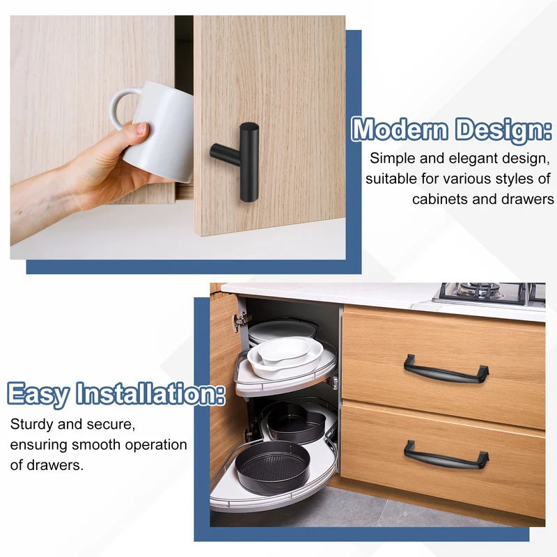4Pcs Cabinet Knobs, 1.95" Single Hole Drawer Knob with Screws, Black