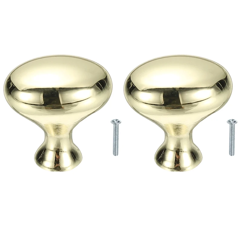 2Pcs Cabinet Knobs 1 Inch Oval Dresser Knobs Cabinet Handles Bright Gold