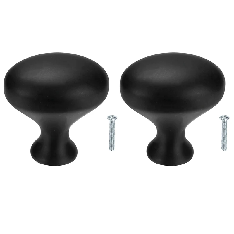 2Pcs Cabinet Knobs 1 Inch Oval Dresser Knobs Cabinet Handles Black