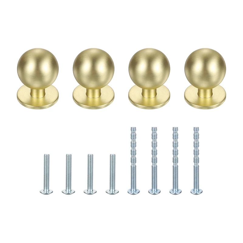 4Pcs 15/16" (24mm) Aluminum Round Cabinet Dresser Knobs Brushed Gold
