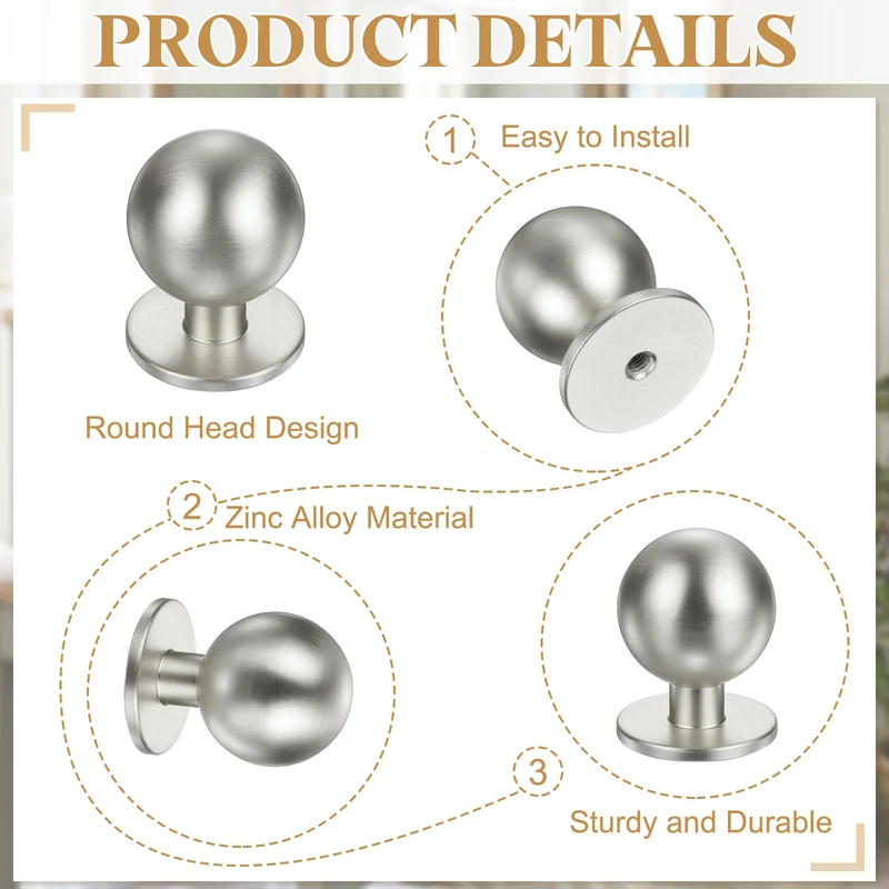 4Pcs 15/16" (24mm) Aluminum Round Cabinet Dresser Knobs Brushed Satin Nickel