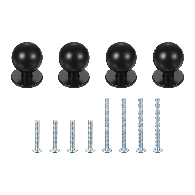 4Pcs 15/16" (24mm) Aluminum Round Cabinet Dresser Knobs Matte Black