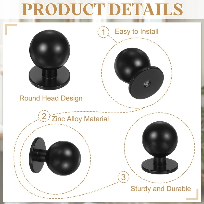 4Pcs 15/16" (24mm) Aluminum Round Cabinet Dresser Knobs Matte Black