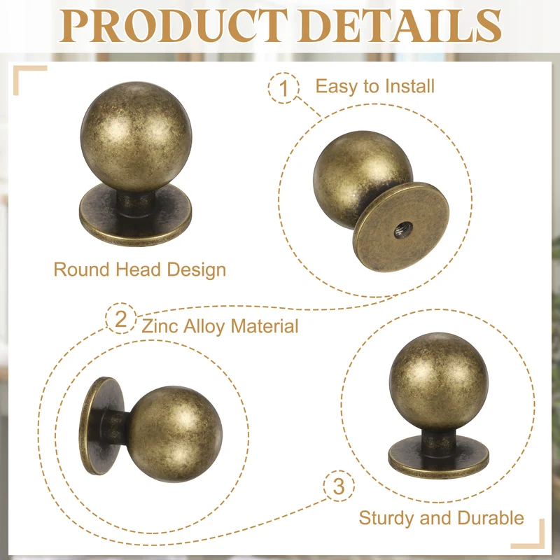 4Pcs 15/16" (24mm) Aluminum Round Cabinet Dresser Knobs Bronze
