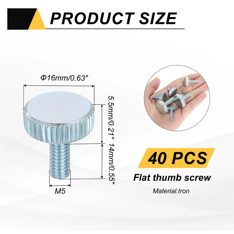 40 PCS M5x14mm Flat Knurled Head Thumb Screws for Household Appliances