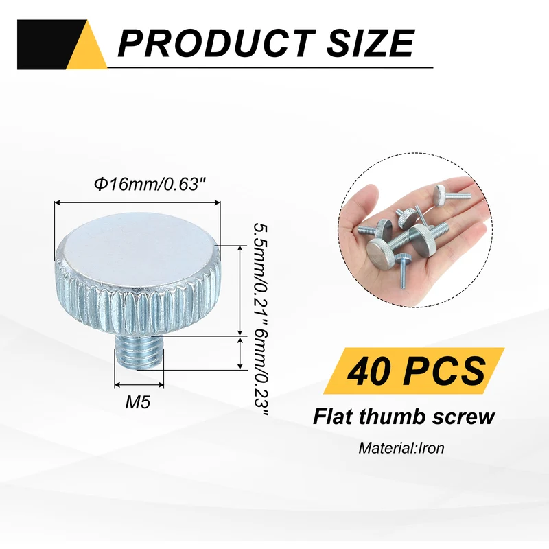 40 PCS M5x6mm Flat Knurled Head Thumb Screws for Household Appliances