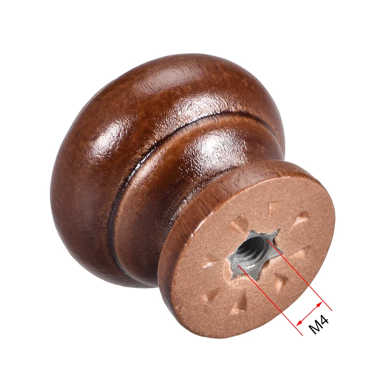 Cabinet Round Pull Knobs 27mm Dia Bedroom Kitchen Dark Red Wood 8pcs