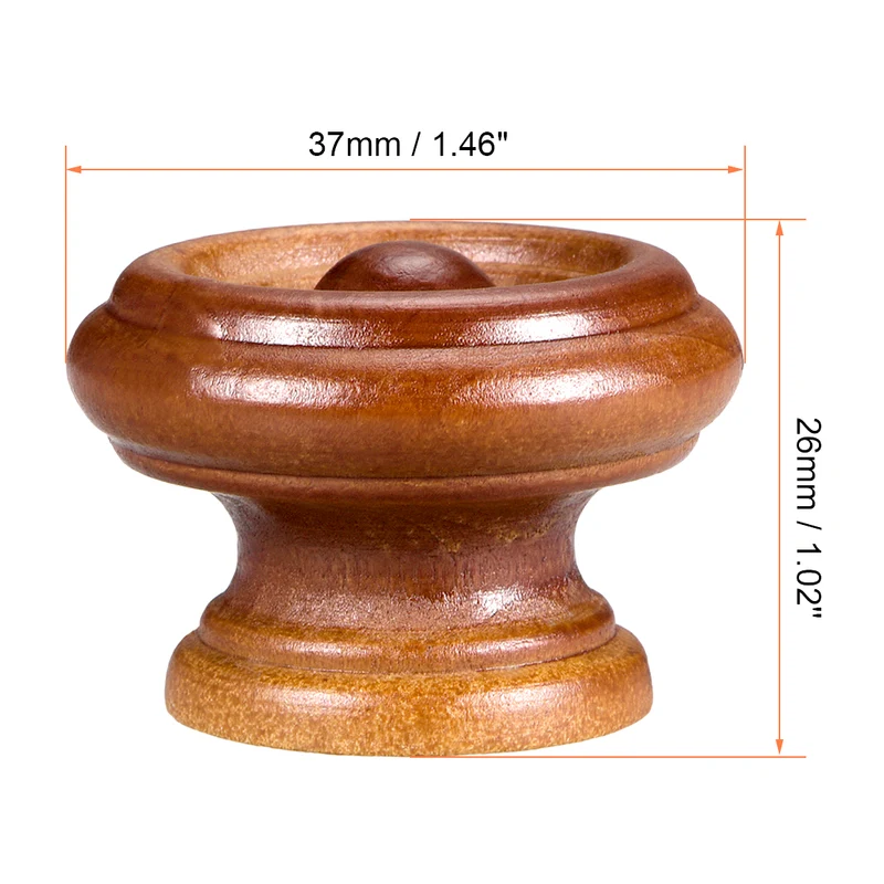 Cabinet Round Pull Knobs 37mm Dia Bedroom Kitchen Dark Red Wood 12pcs