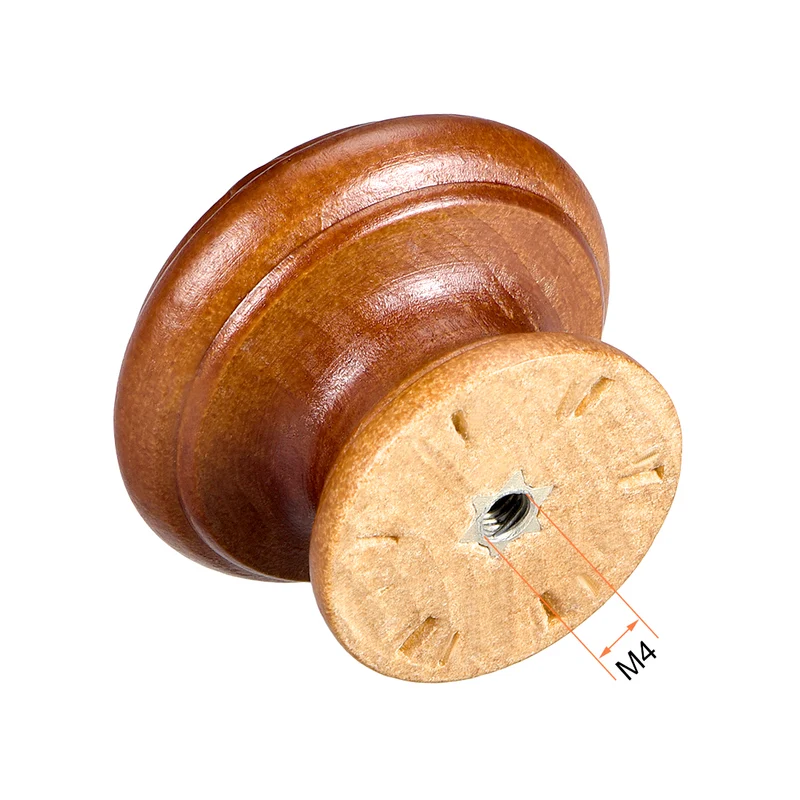 Cabinet Round Pull Knobs 37mm Dia Bedroom Kitchen Dark Red Wood 12pcs