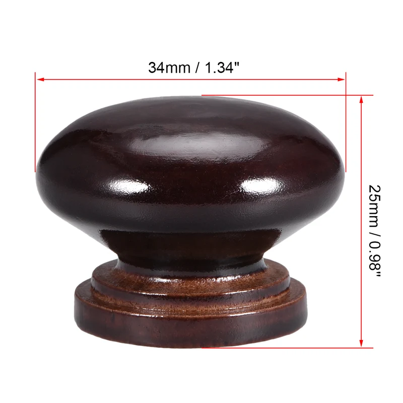 Cabinet Round Pull Knobs 34mm Dia Furniture Bedroom Kitchen Dark Brown 5pcs