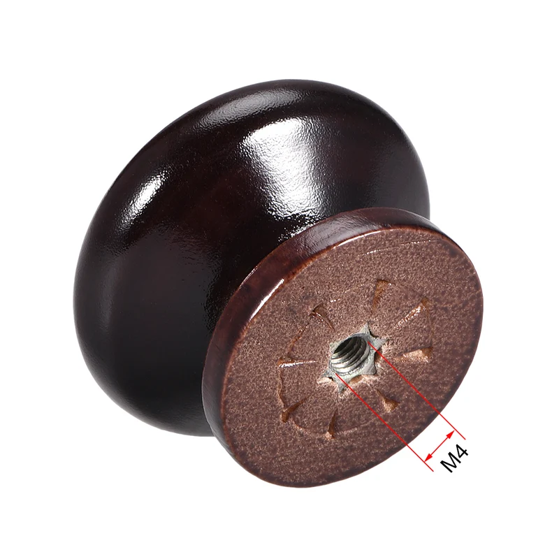 Cabinet Round Pull Knobs 34mm Dia Furniture Bedroom Kitchen Dark Brown 5pcs
