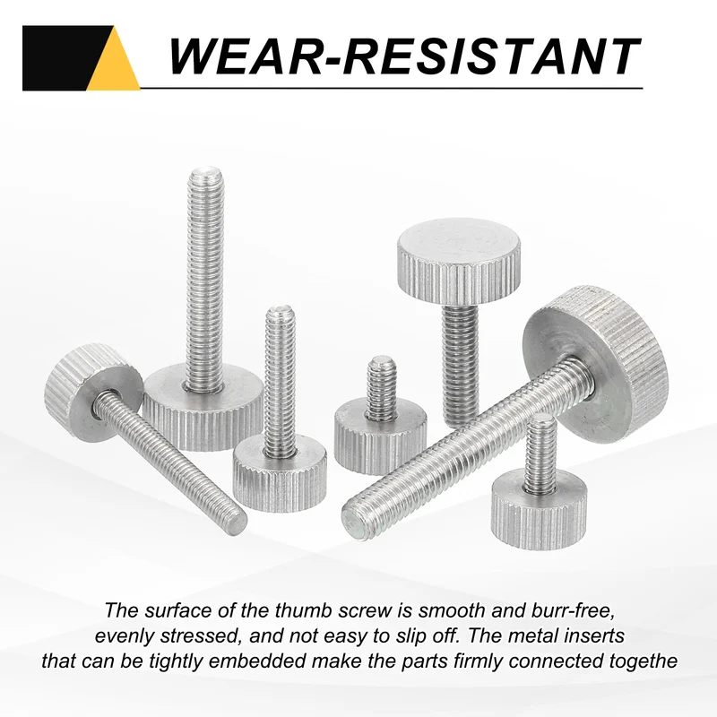 6 PCS M5 x 8mm Flat Knurled Head Thumb Screws for Industry
