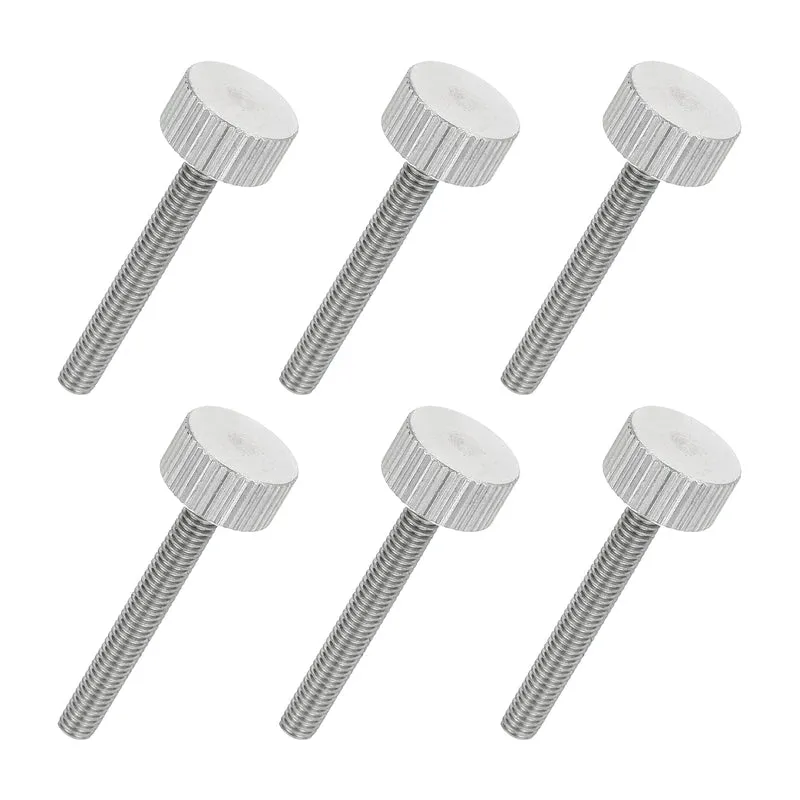 6 PCS M4 x 30mm Flat Knurled Head Thumb Screws for Industry