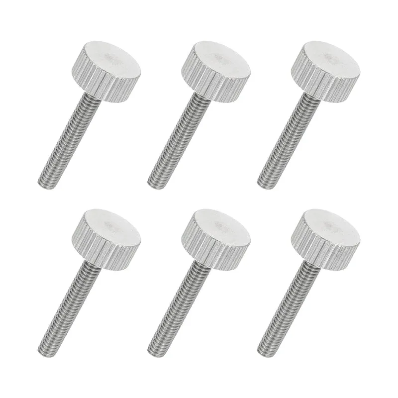 6 PCS M4 x 25mm Flat Knurled Head Thumb Screws for Industry