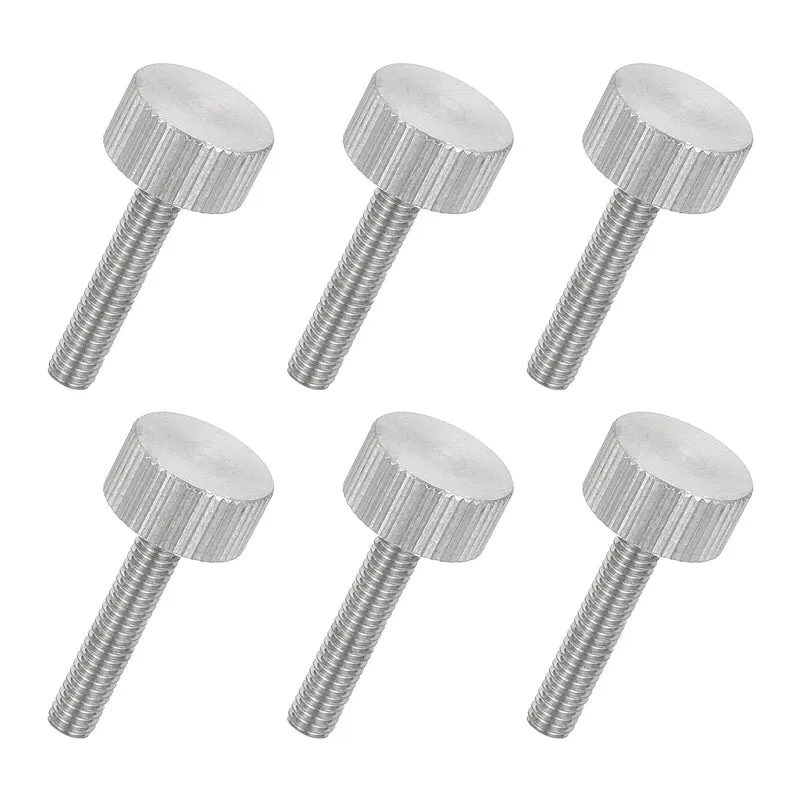 6 PCS M4 x 20mm Flat Knurled Head Thumb Screws for Industry