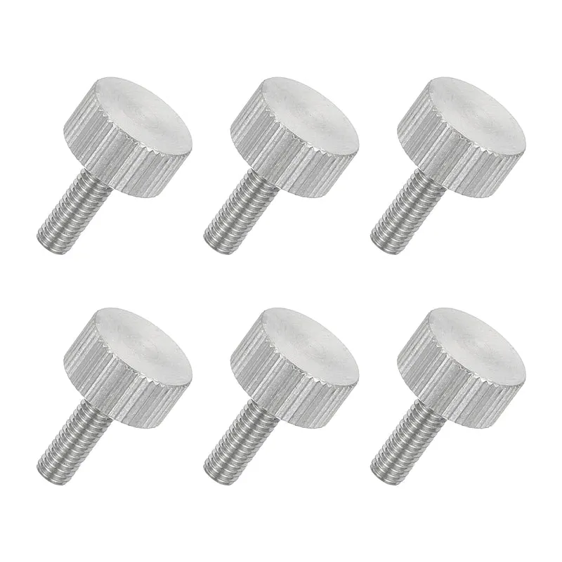 6 PCS M4 x 12mm Flat Knurled Head Thumb Screws for Industry
