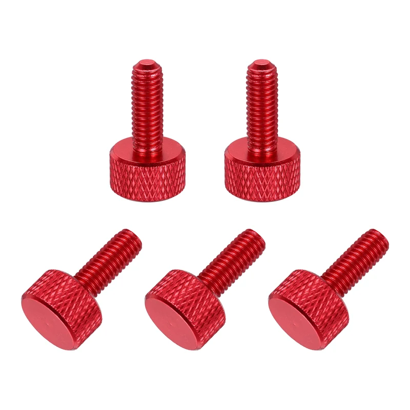 5Pcs M6x16mm Flat Head Knurled Thumb Screws for Graphics Card Red
