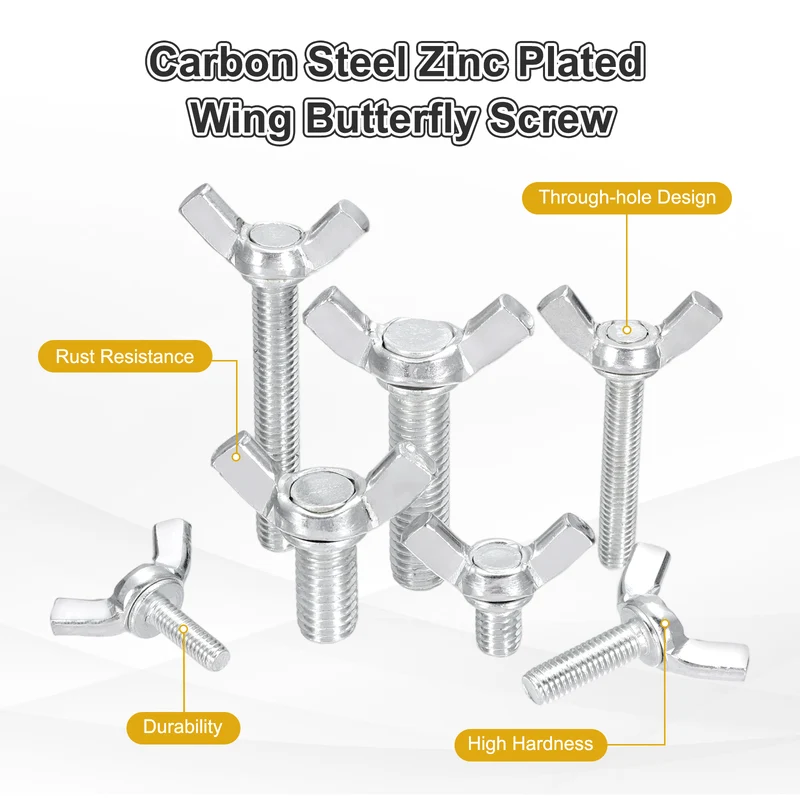 40 Pcs M4x20mm Wing Butterfly Screw Bolts, Carbon Steel Zinc Plated Wing Bolt