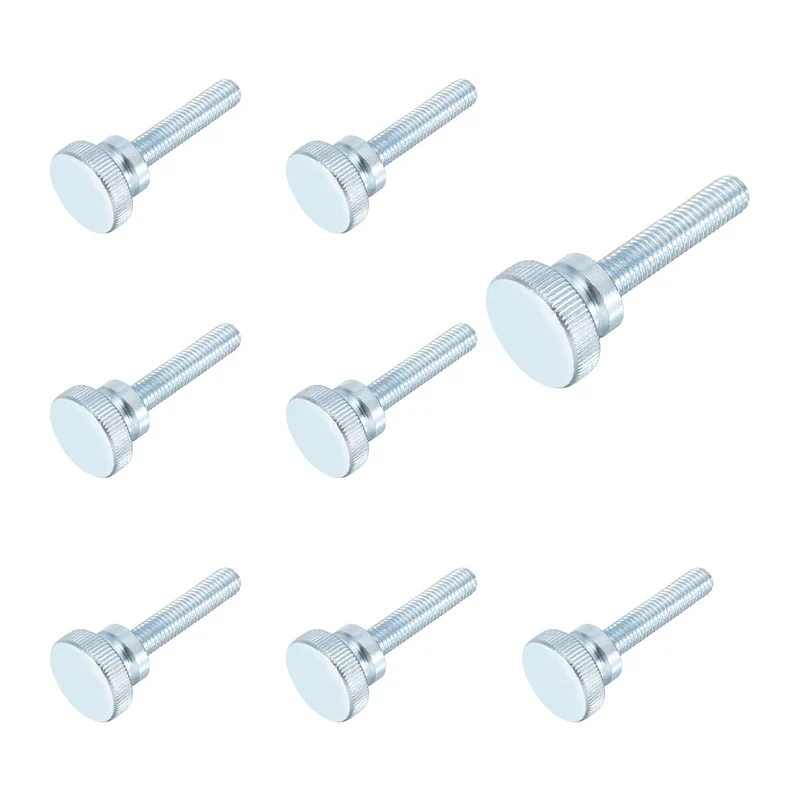 8 Pcs M10x45mm Zinc Plated Flat Knurled Fully Threaded Thumb Screws