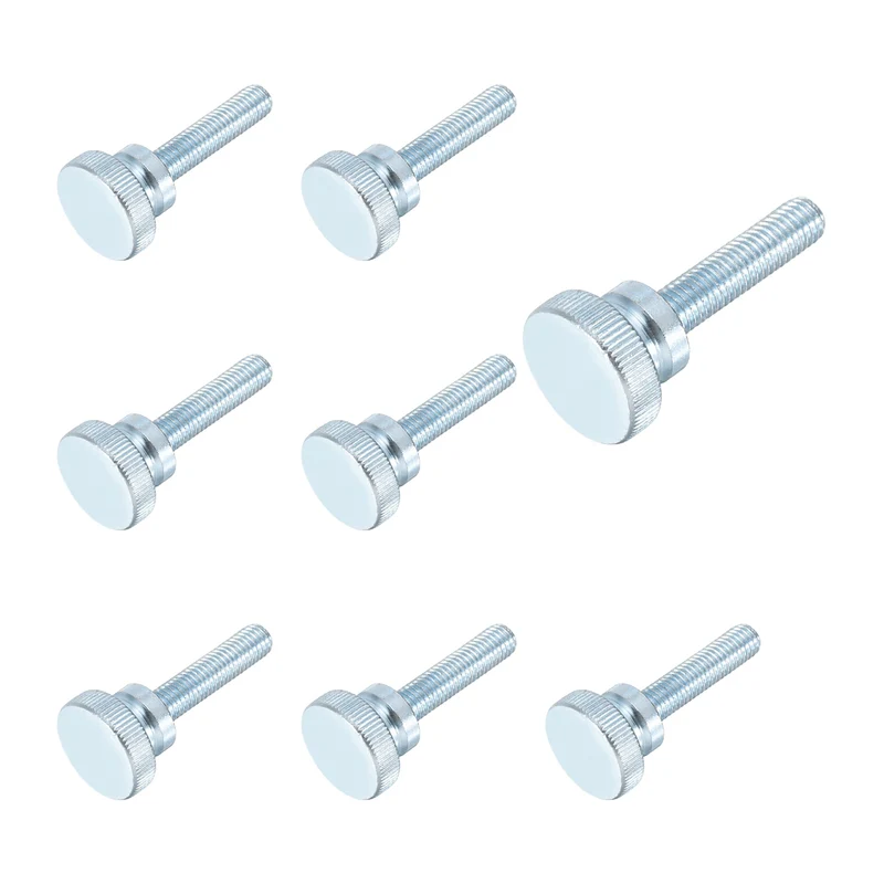 8 Pcs M10x40mm Zinc Plated Flat Knurled Fully Threaded Thumb Screws
