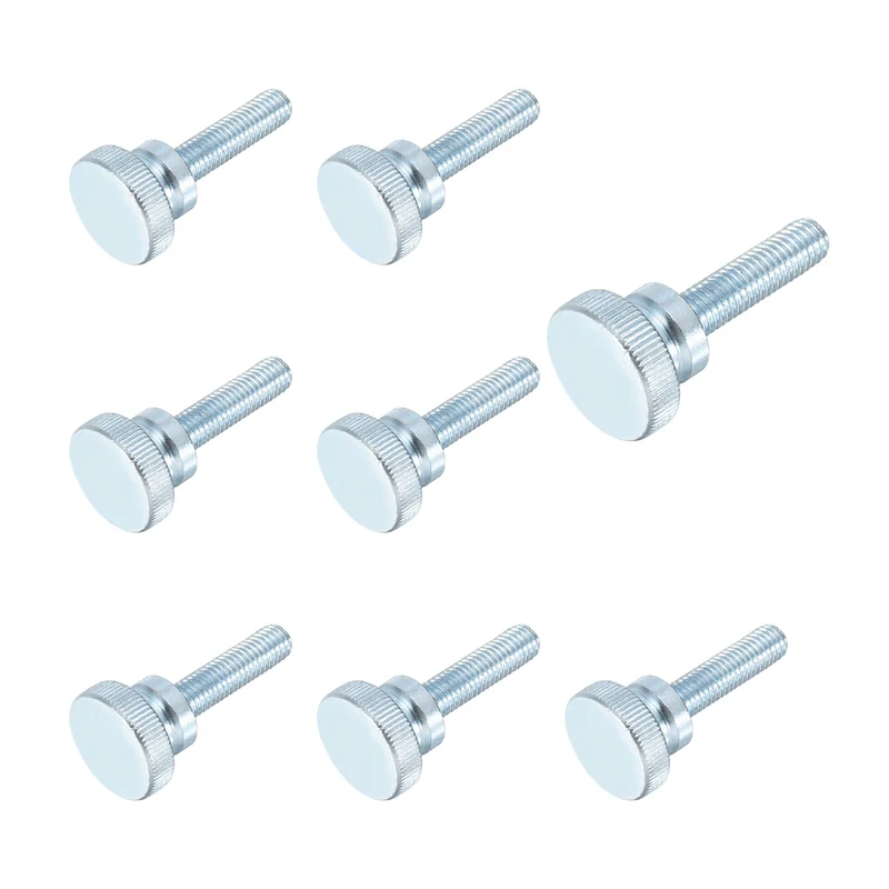 8 Pcs M10x35mm Zinc Plated Flat Knurled Fully Threaded Thumb Screws