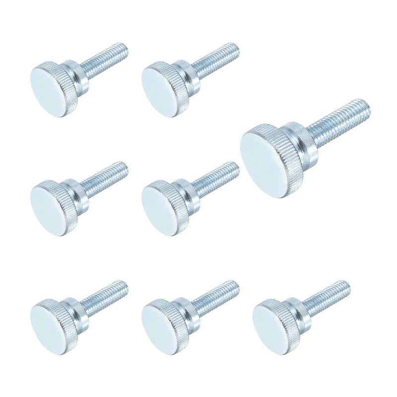 8 Pcs M10x30mm Zinc Plated Flat Knurled Fully Threaded Thumb Screws