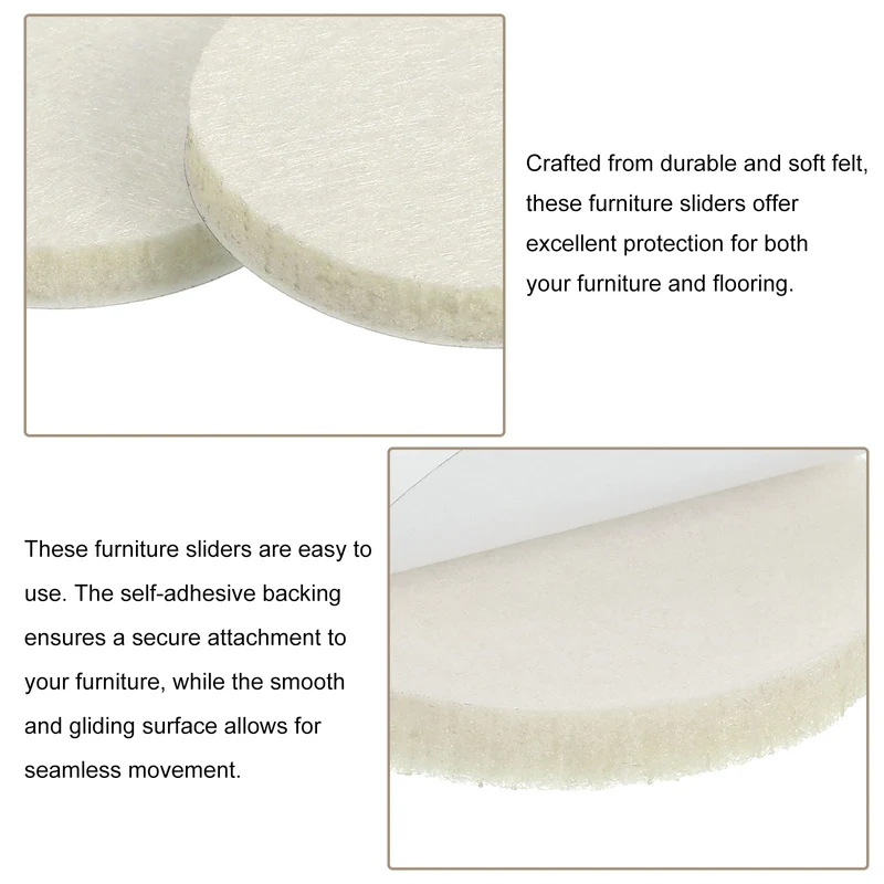 Furniture Sliders, 16Pcs 1.5" - Self Adhesive Felt Furniture Pads (Beige)