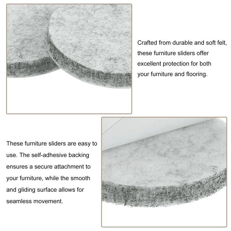 Furniture Sliders, 16Pcs 1.5" - Self Adhesive Felt Furniture Pads (Gray)