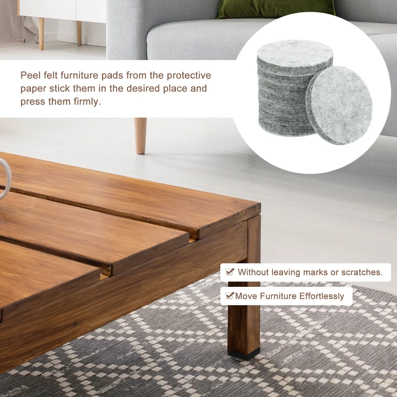 Furniture Sliders, 16Pcs 1.5" - Self Adhesive Felt Furniture Pads (Gray)