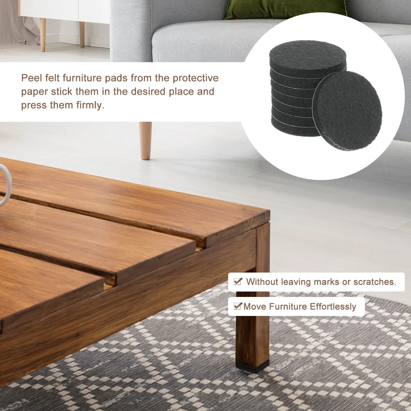 16Pcs Furniture Sliders 1.5" - Self Adhesive Felt Furniture Pads (Black)