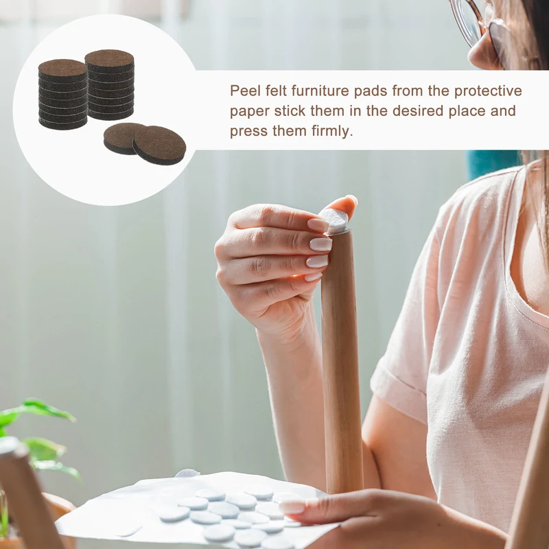 Furniture Sliders, 16Pcs 1.25" - Self Adhesive Felt Furniture Pads (Brown)