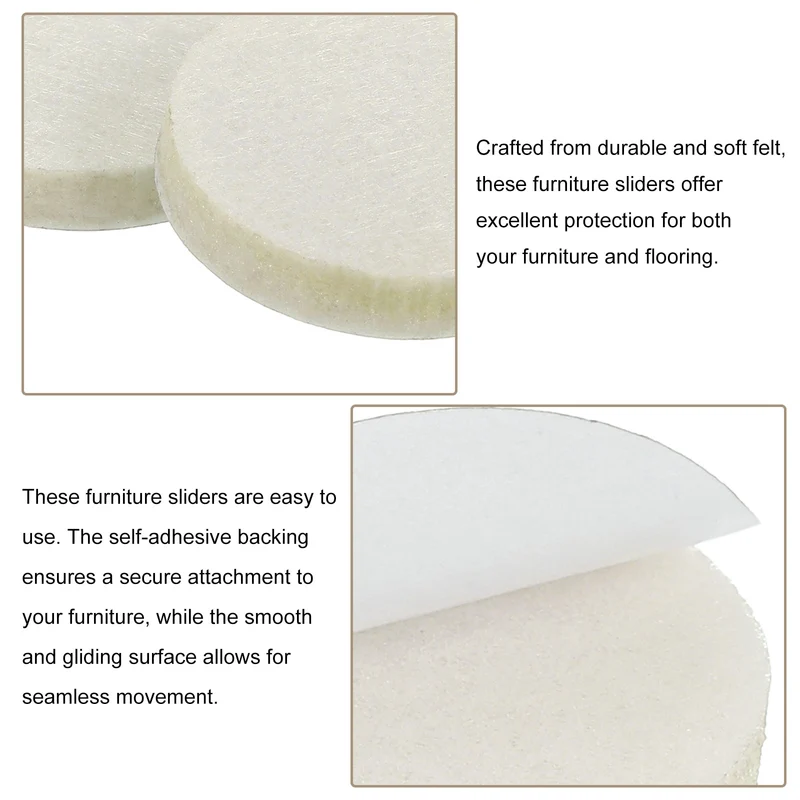 Furniture Sliders, 16Pcs 1.25" - Self Adhesive Felt Furniture Pads (Beige)