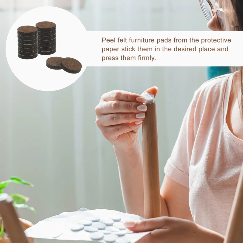 Furniture Sliders, 16Pcs 1" - Self Adhesive Felt Furniture Pads (Brown)