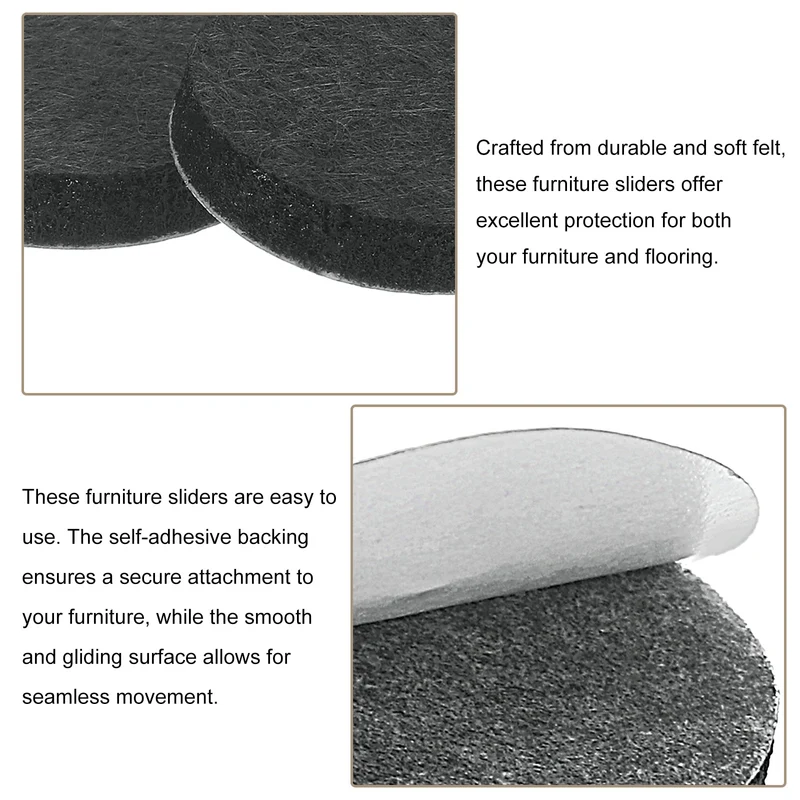 Furniture Sliders, 16Pcs 1" - Self Adhesive Felt Furniture Pads (Black)
