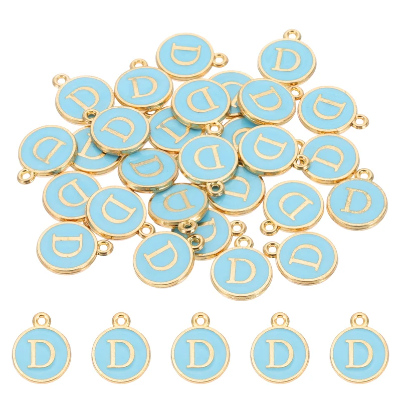 Letter Charm, 30 Pcs Capital Initial Alphabet D Letter Charm for Bracelet, Blue