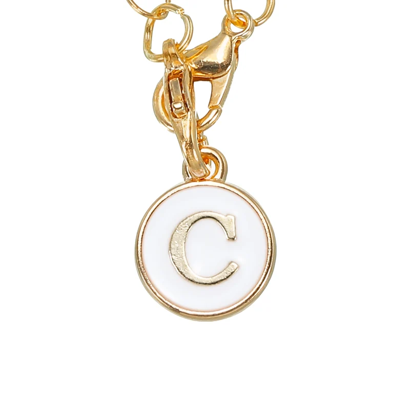 Letter Charm Accessories for Stanley Tumbler Cup Round Letter C White