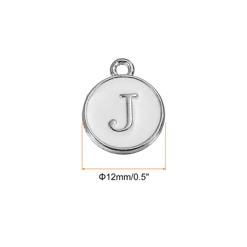 50 Pcs Alphabet J Enamel Letter Charm Enamel Initial Charm White