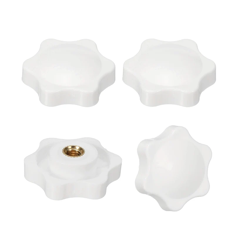 M5 x 32mm Thread Star Knobs, 4 Pcs Knurled Clamping Knob Handle, White