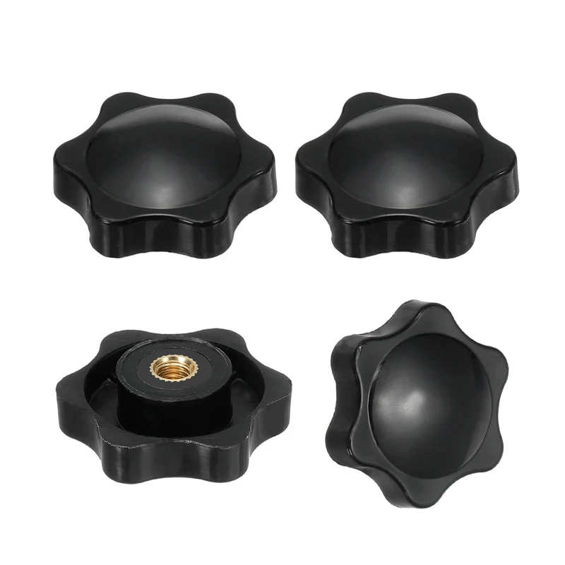 M5 x 32mm Thread Star Knobs, 4 Pcs Knurled Clamping Knob Handle, Black