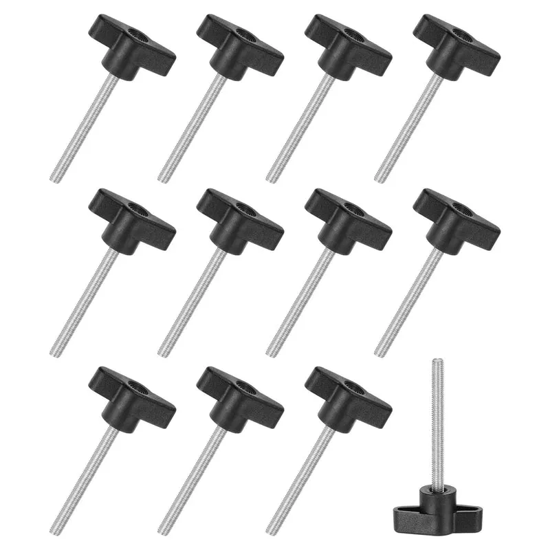 12-Pack Thumb Screws, M5x50mm Tee Wing Knobs, 304 Stainless Steel T Handles Knob