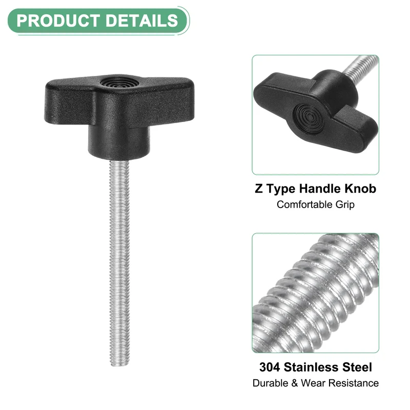 12-Pack Thumb Screws, M5x50mm Tee Wing Knobs, 304 Stainless Steel T Handles Knob