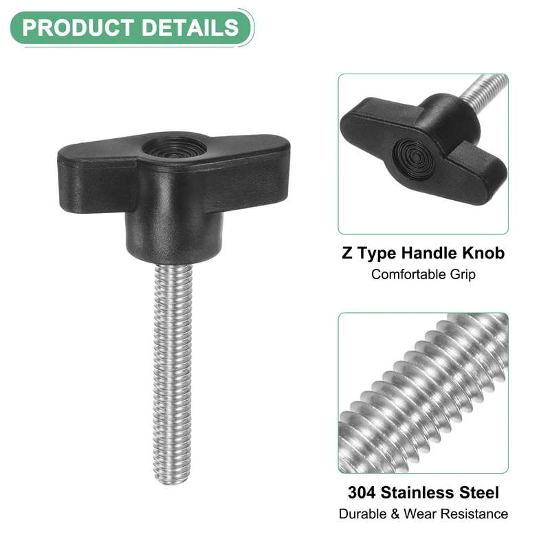 5-Pack Thumb Screws, M6x35mm Tee Wing Knobs, 304 Stainless Steel T Handles Knob