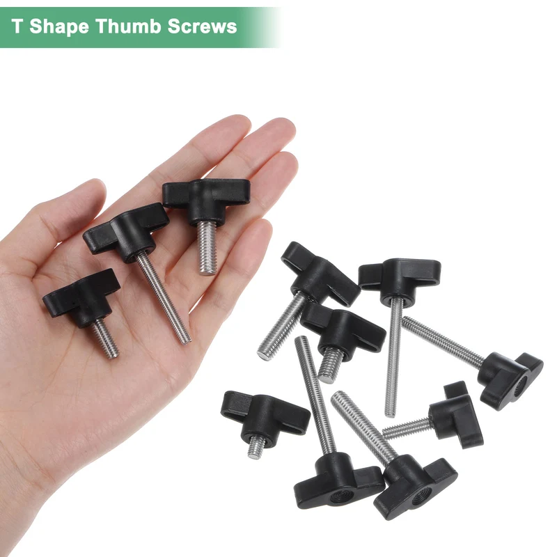 5-Pack Thumb Screws, M6x10mm Tee Wing Knobs, 304 Stainless Steel T Handles Knob